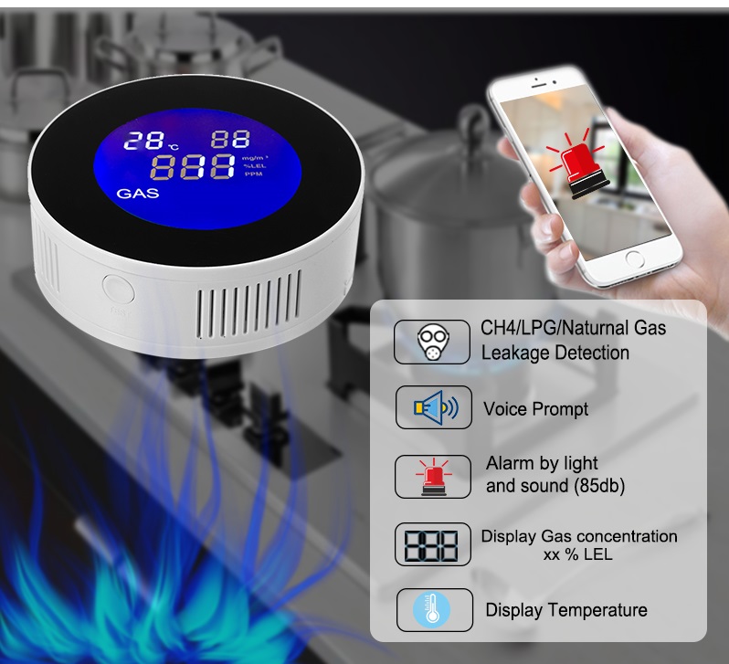 Wireless Wifi Lpg Gas Detector Alarm Leakage Sensor Naturalpropane Gas Leak Detector Alarm App 9515