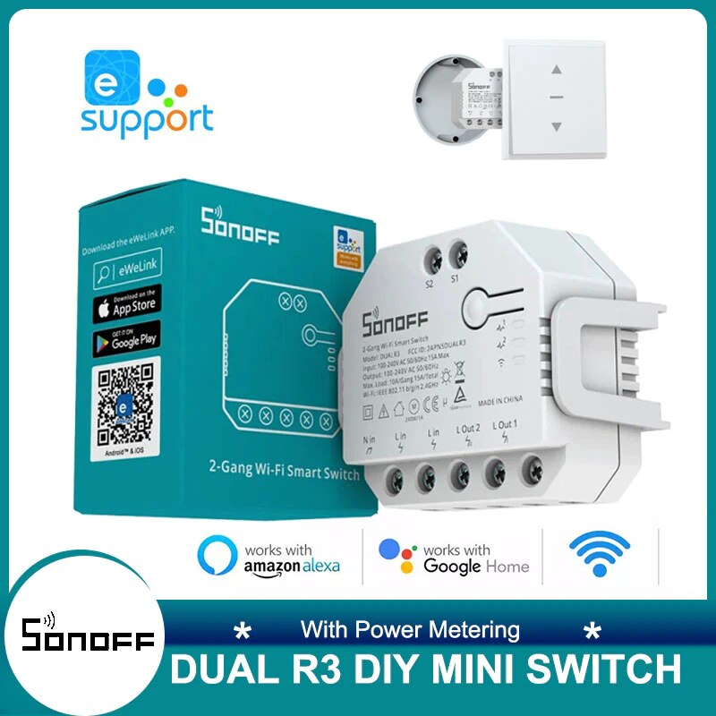 SONOFF DUALR3 Lite Smart Switch Moudle,WiFi Smart Curtain Switch,Dual Relay  DIY Curtain, Blinds, Roller Shutter,Two Way Smart Switch,Compatible with  Alexa&Google Assistant(1 Pack): : Tools & Home Improvement